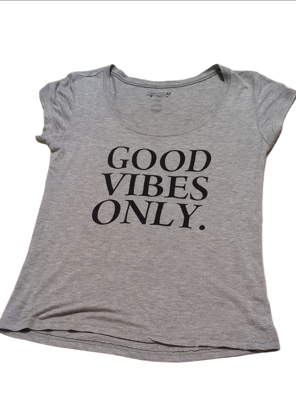 Figwood Good Vibes Only. Short Sleeve Tee Size Small